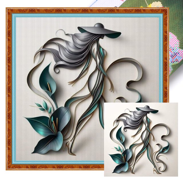 Kit Punto Cruz para Niña Bordado Con Hilo Algodón Ecológico 11CT Arte 40x40cm