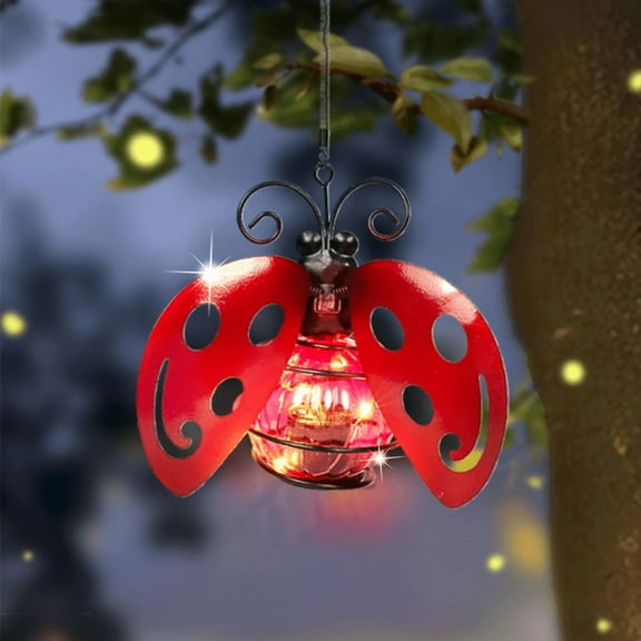 Lemohome Butterfly Flamingo Beetle Hummingbird Solar Outdoor Hanging Lantern Creative