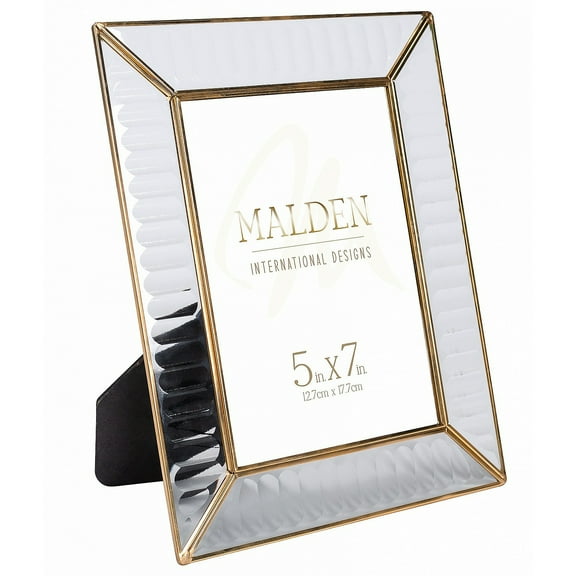 RIBBED GLASS 5x7 frame with gold trim - 5x7
