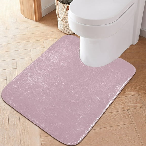Toilet Rug U-Shaped Bathroom Rugs Non-Slip Soft Plush Machine Washable Contour Bath Mat Pale Mauve 24x20