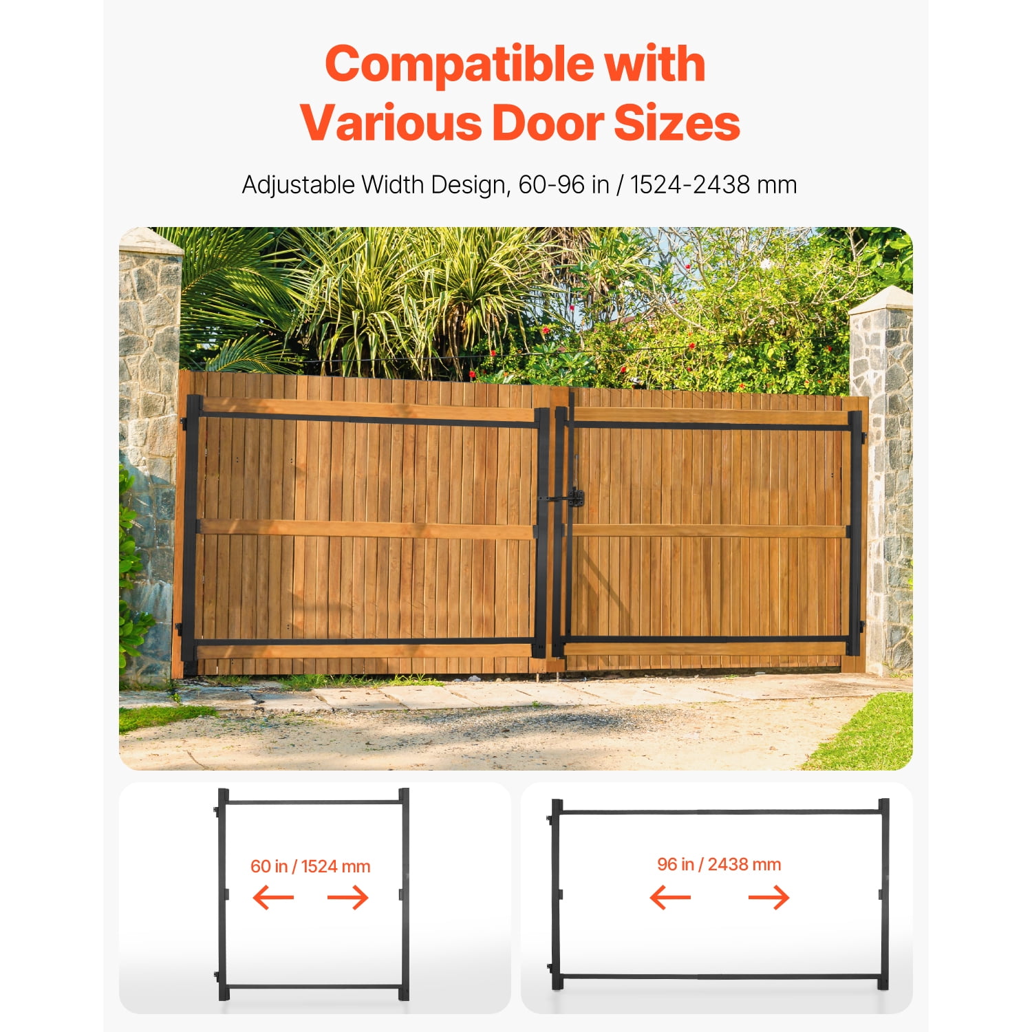 KFFKFF Gate Construction Set, Suitable for 60 to 96 in Broad Passages, Rises from 4 to 5 ft Tall Barrier, Modifiable Gate Construction Set, Sag-Resistant Complete Gate Frame Set with Latch Lock