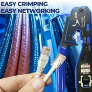 Professional RJ45 Pass-Through Crimp Tool Kit - All-in-One Network Repair Set for Cat5/Cat5e/Cat6 - Includes Tester, Stripper, Connectors