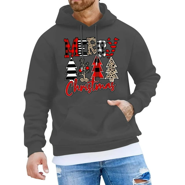 NLLSHGJ Chandails Graphiques pour Hommes Chandail TG Mode de Noël Décontractée Lettre Partie Imprimée Chandail à Capuche Manches Longues Chandail à Capuche Hauts Chandails pour Hommes Col Rond Chandails d'Halloween