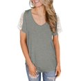 thumbnail image 2 of ONLYSHE Womens Summer V Neck T Shirts Short Sleeve Loose Fit Basic Tunic Tops Blouse, 2 of 5