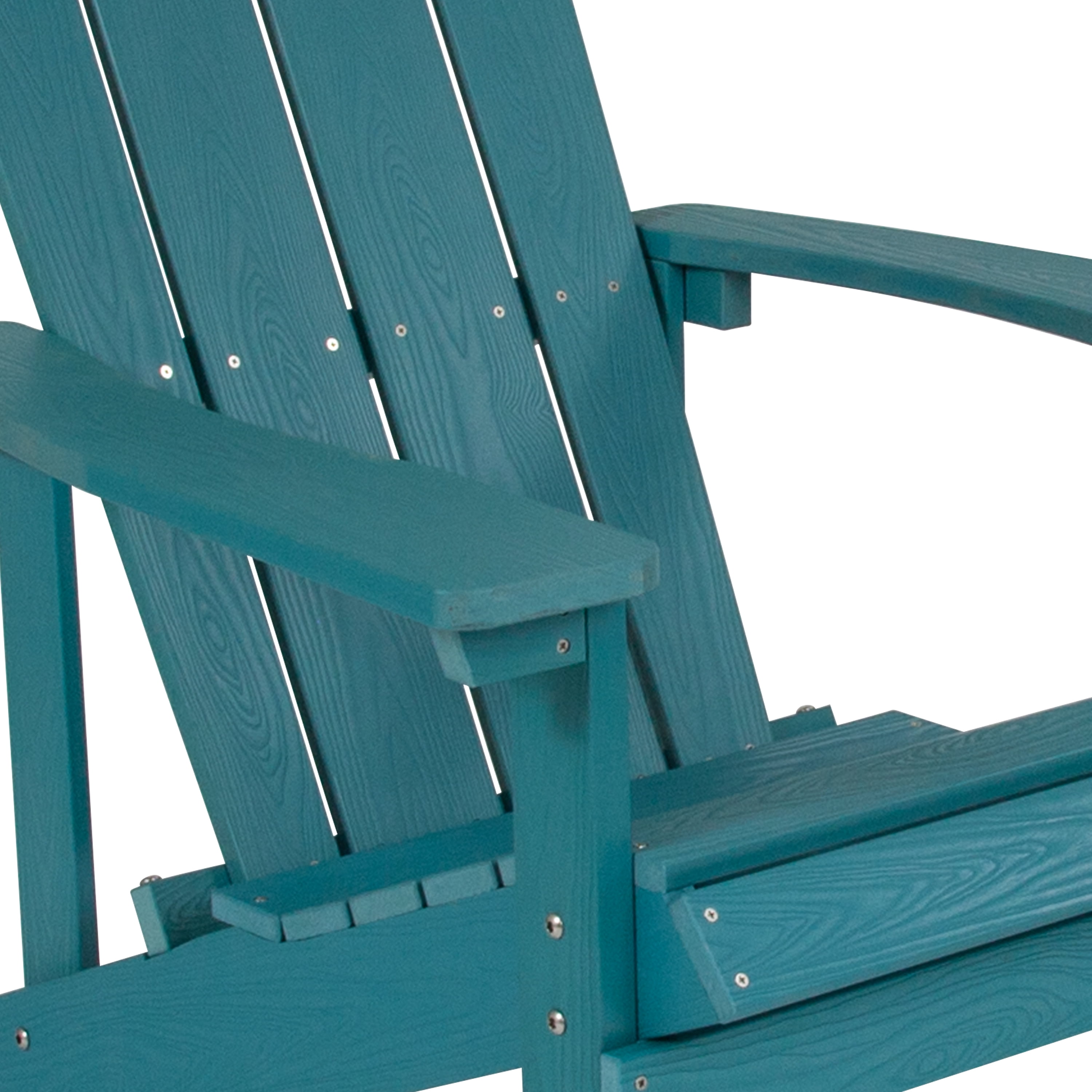 Emma + Oliver Set of 2 Outdoor Sea Foam All-Weather Poly Resin Wood Adirondack Chairs
