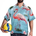 thumbnail image 4 of Flamingo Tropical Rainforest Men's Short Sleeve Beach Shirts, Hawaiian Printed Button Down Summer Casual Unisex Men's Shirts, 4 of 6