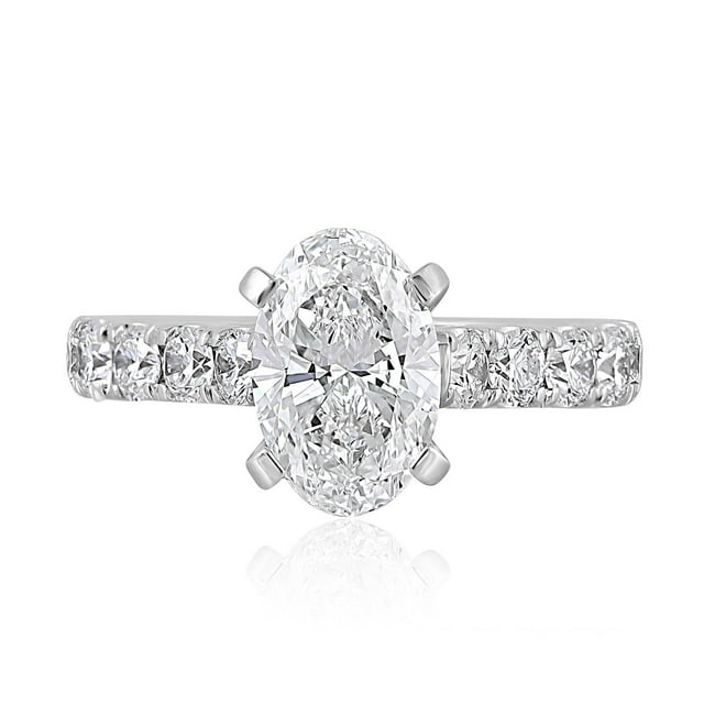 Lab Created Oval Cut Diamond Ring In 18K Gold