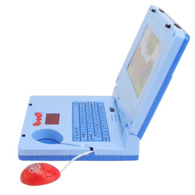 Computadora De Aprendizaje, Simulación De Desarrollo Cognitivo LED De Dibujos Animados, Computadora Portátil De Aprendizaje Para Niños Para Aprendizaje Temprano ANGGREK Ratón azul no retráctil