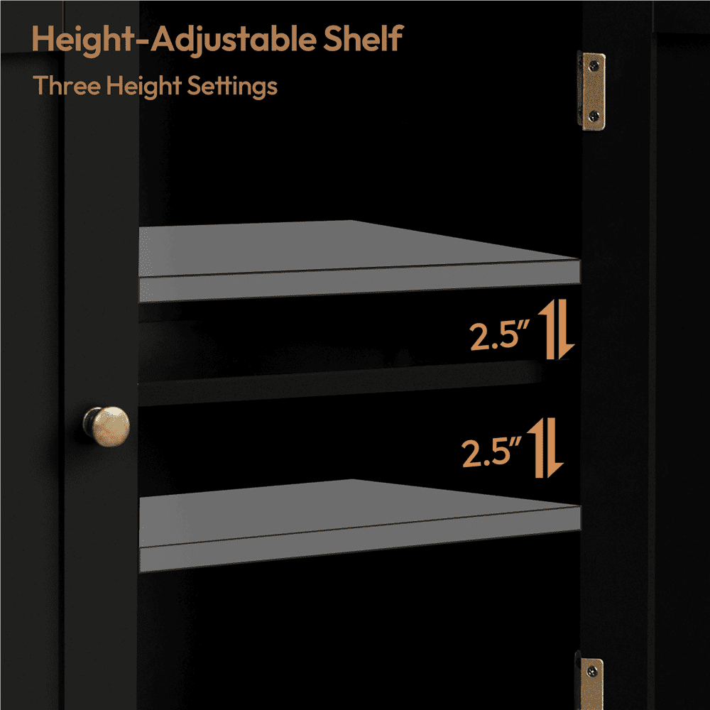 Alden Design 31.5" Tall Freestanding Wooden Bathroom Cabinet with Two Doors, Black