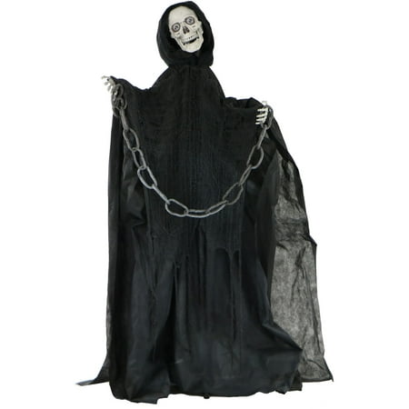 Haunted Hill Farm Life-Size Animated Talking Skeleton Prop w/ Moving Mouth for Indoor or Outdoor Halloween Decoration, Battery-Operated