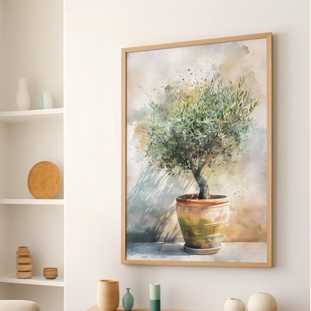 Olive Plant Minimalist Wall Art, Muted Green Botanical Decor, Unframed Paper Print Size 8x12