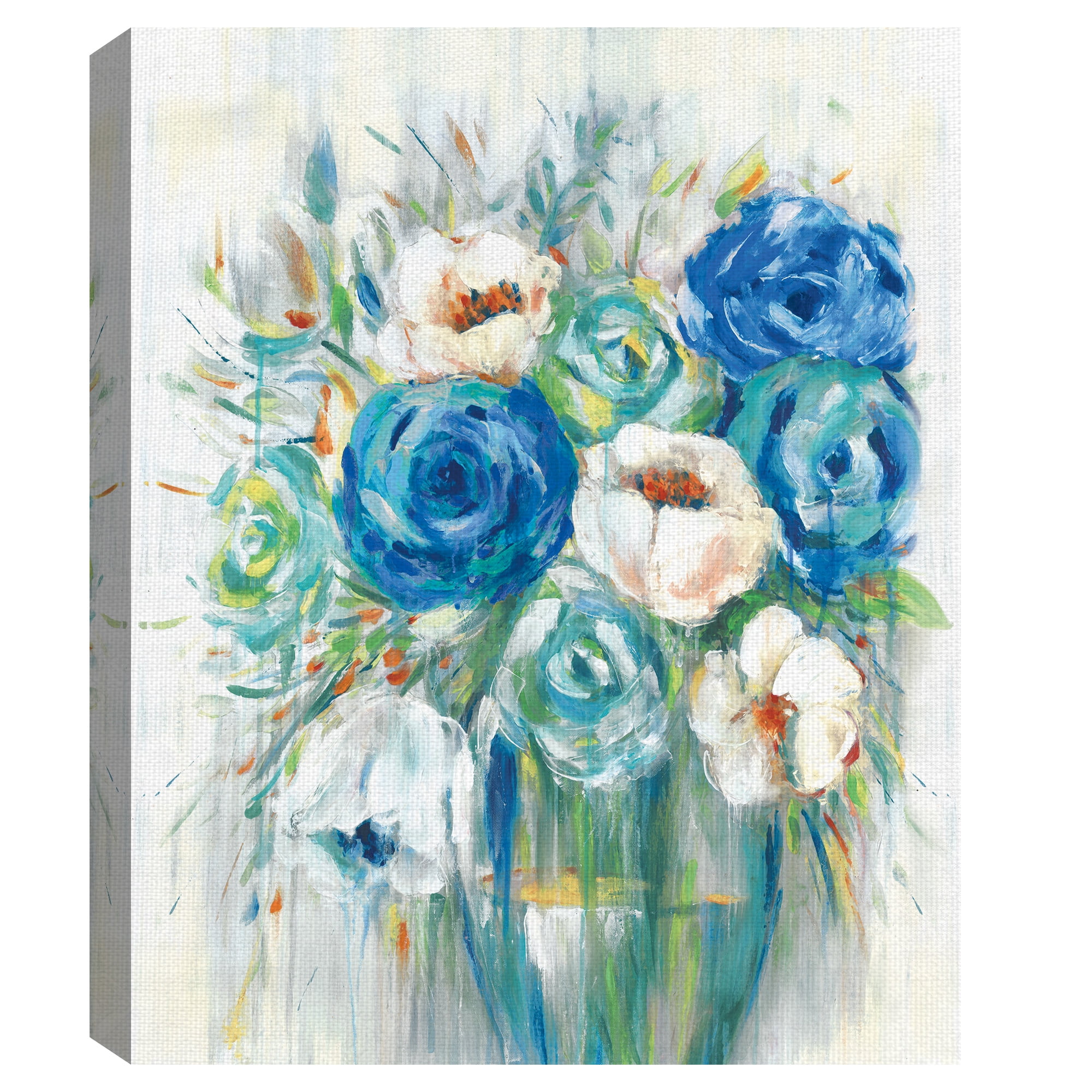 Masterpiece Art Gallery Cobalt Blue Bouquet by Willowbrook Fine Art Canvas Art Painting Print 16" x 20"