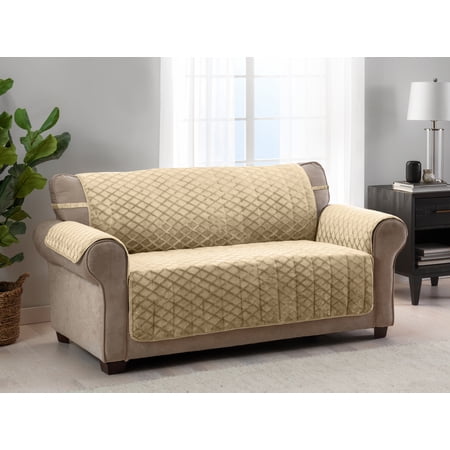 Innovative Textile Solutions 1-piece Fairmont Diamond Plush Sofa Furniture Cover  Gold