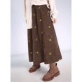 thumbnail image 6 of Women'S A-Line Fairy Patterned Elastic Waist Ruffle Layered Midi Skirt Khaki L, 6 of 9