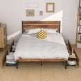 thumbnail image 4 of VECELO Full Bed Frame with 4 Storage Drawers, Industrial Platform Bed with Wooden Headboard, No Box Spring Needed, Easy Assembly, Brown, 4 of 8
