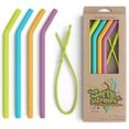 thumbnail image 1 of Pailles en Silicone Réutilisables Premium + Raclette Brevetée - 9” de Long avec Pliure Courbée pour Gobelets de 20/30/32oz - Sans BPA (Sans Caoutchouc), Flexibles, Pliables, Sûres pour Enfants / Tout-Petits, 1 of 7