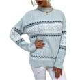 thumbnail image 2 of Christmas Knit Sweater Women's Turtleneck Snowflake Pullover for Fall and Winter, Festive and Warm, Ideal as Christmas Sweaters for Women and Christmas Gifts,Sky Blue,Size M, 2 of 5