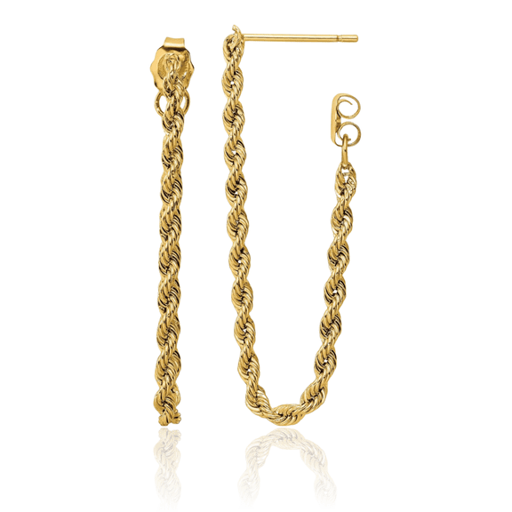ICE CARATS 14K Solid Yellow Gold Medium Rope Twisted Drop Earrings - 34.6mm 1-3/8 inch - Butterfly Back, Diamond Cut Women's