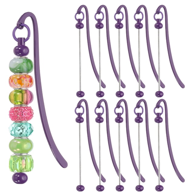 Marcadores de libros beadable Uxcell, 10 Pcs de barra metálica en blanco beadable para manualidades de marcadores, púrpura oscuro