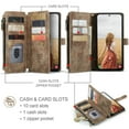 thumbnail image 4 of Allytech Wallet Case for Samsung Galaxy S25 Edge, Card Slots + Cash Slot + Zipper Pocket Large Capacity PU Leather Case with Hand Strap, [All-Round Shockproof] Wireless Charging Kickstand Case, Brown, 4 of 8