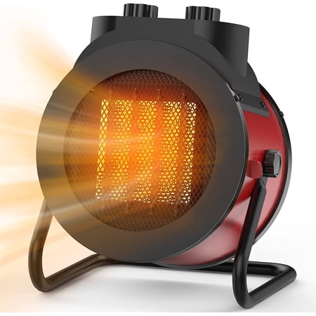 Space Heaters for Indoor Use, 1500W PTC Electric Heater with 90°Adjustable Angle, Fast Safety Heat, Small Portable Heater for Office Home (Red)