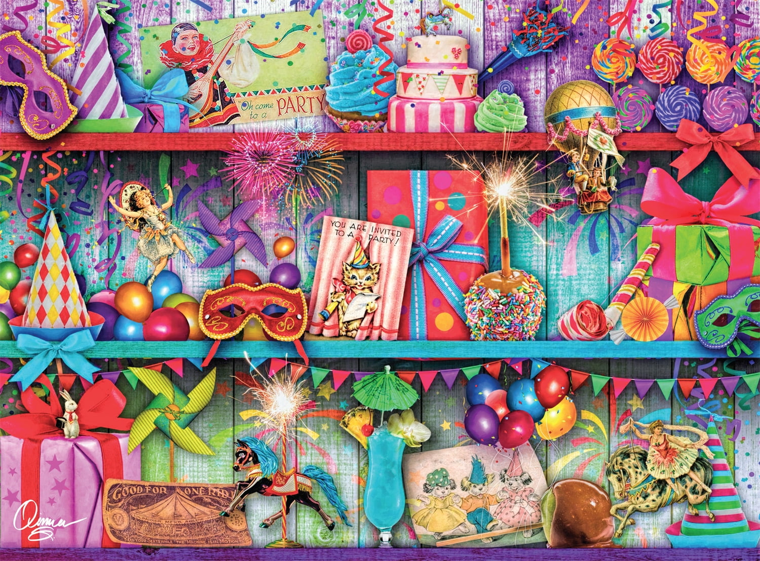 Buffalo Games Pretty Party 1000-Piece 26.75 x 19.75-inch Interlocking Jigsaw Puzzle for Adults Ages 14+
