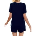 thumbnail image 2 of Hanerdun Women 2 Pack Pajamas Pjs Set Short Sleeve Sleepwear Nightwear Dark Blue L, 2 of 4