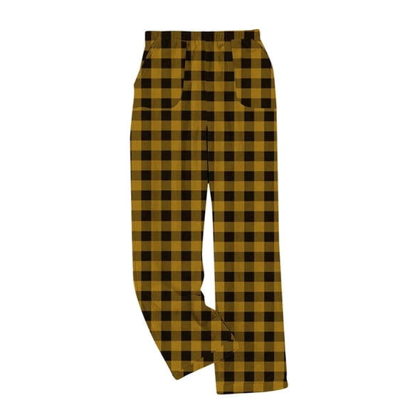 UAMVSH Womens Plaid Pajama Pants Flannel Fleece Thick Warm Pj Bottoms Soft Fuzzy Elastic Waist Wide Leg Loungewear with Pockets