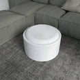 thumbnail image 4 of Ozarke Allure Coffee Table 22 Inch Modern Round Storage Ottoman - Upholstered Seat with Fabric Foam & Removable Top for Home Decor, Living Room, Dining Room & Bedroom - Cream White, 4 of 9