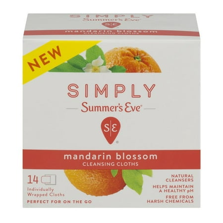 (2 Pack) Summer's Eve Simply Cleansing Cloths, Mandarin Blossom, 14