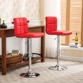 thumbnail image 3 of Roundhill Furniture PU Leather Adjustable Swivel Hydraulic Bar Stools in Red, 3 of 7