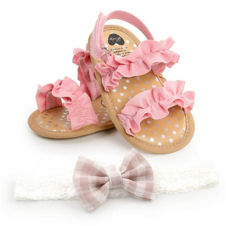 

Baby Girls Sandals Summer Shoes Outdoor First Walker Toddler Girls Shoes for Summer Pink [Get Free Headband]