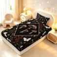 thumbnail image 4 of Homewish Retro Botanical Mushroom Twin Sheets,Floral Butterflies Bedding,Black,3pcs,1 Flat Sheet,1 Fitted Sheet and 1 Pillowcase, 4 of 6