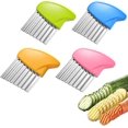 thumbnail image 1 of 4 Pieces Vegetable Crinkle Knife, Stainless Steel Potato Cutter, Potato Wavy Knife, 1 of 5