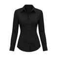 thumbnail image 2 of BXJX Womens Button Down Shirts, Collared Long Sleeve Business Fitted Ladies Work Dress Shirts Black Size XL, 2 of 5