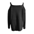 thumbnail image 3 of Arlun Womens Long Sleeve Cold Shoulder Sweaters Fall Winter Outfits 2026 Cable Knit Trendy Loose Comfortable Solid Color Pullover Oversized Drop Shoulder Plus Size Tunic Tops Black XL, 3 of 4