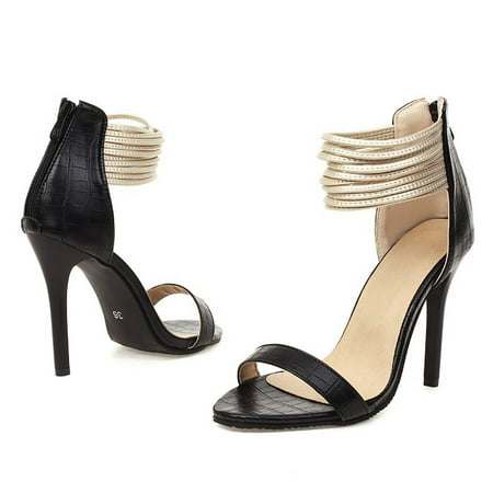 

Tan Sandals for Women Women s Sandals Black Fashionable Zipper Waterproof Heeled Coworker Gifts for Women 39