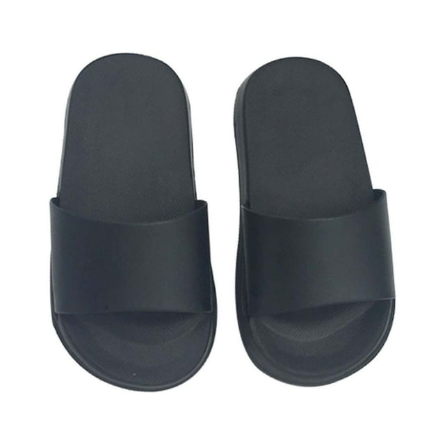Xfvqtps Toddler Slippers Solid Color Simplicity Thick Bottom Soft Sole Non Slip Comfortable Breathable Indoor and Outdoor PVC Slippers Black