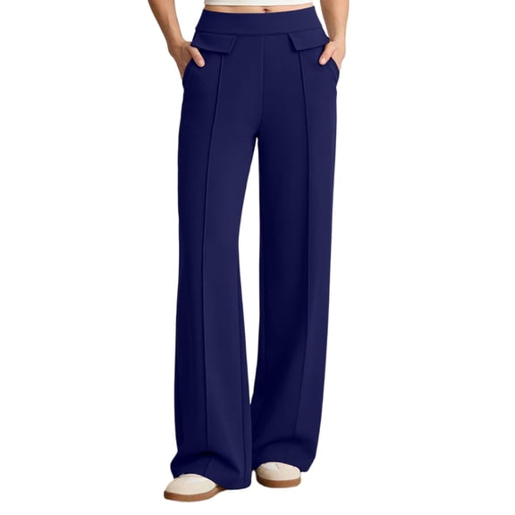cfhntfmh Women's Straight Leg Sweatpants Mid Waisted Yoga Pants Casual Dressy Lounge Pants with Pockets