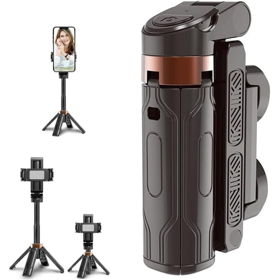 Portable Selfie Stick Tripod, 360 Rotation, Detachable Bluetooth Remote, Adjustable Phone Holder, Black or Silver, Aluminum, Smartphone Compatible