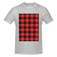 thumbnail image 4 of Bingfone Buffalo Plaid Red Black Men'S Loose Fit Short-Sleeve Pocket T-Shirt, 4 of 7