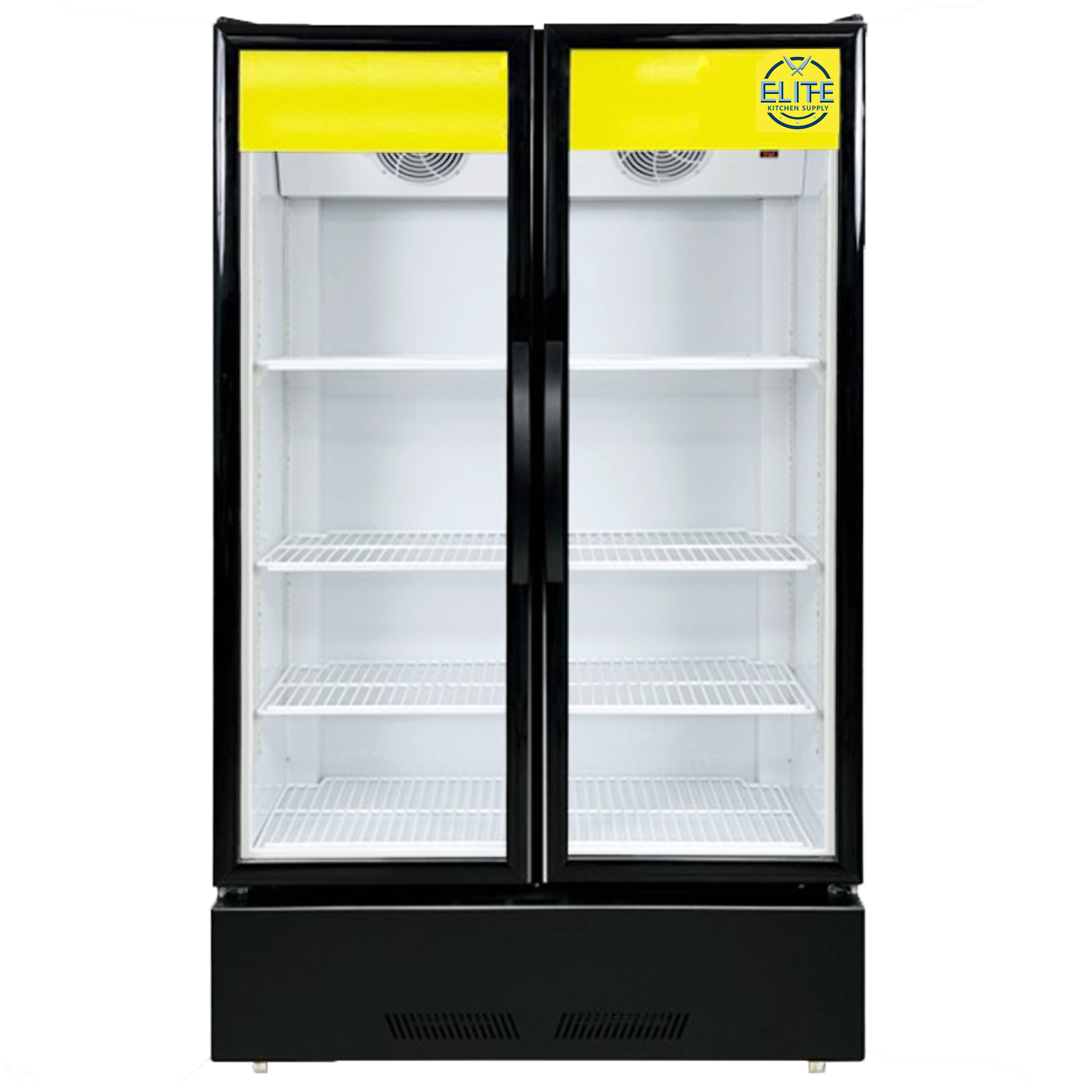 39" Commercial Double Glass Door Merchandiser Refrigerator – 600L Display Cooler, LED Lighting, 110V