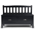 thumbnail image 4 of WyndenHall  Portland SOLID WOOD 42 inch Wide Transitional Entryway Storage Bench with Drawers - 42 Inches wide Black Painted, 4 of 5