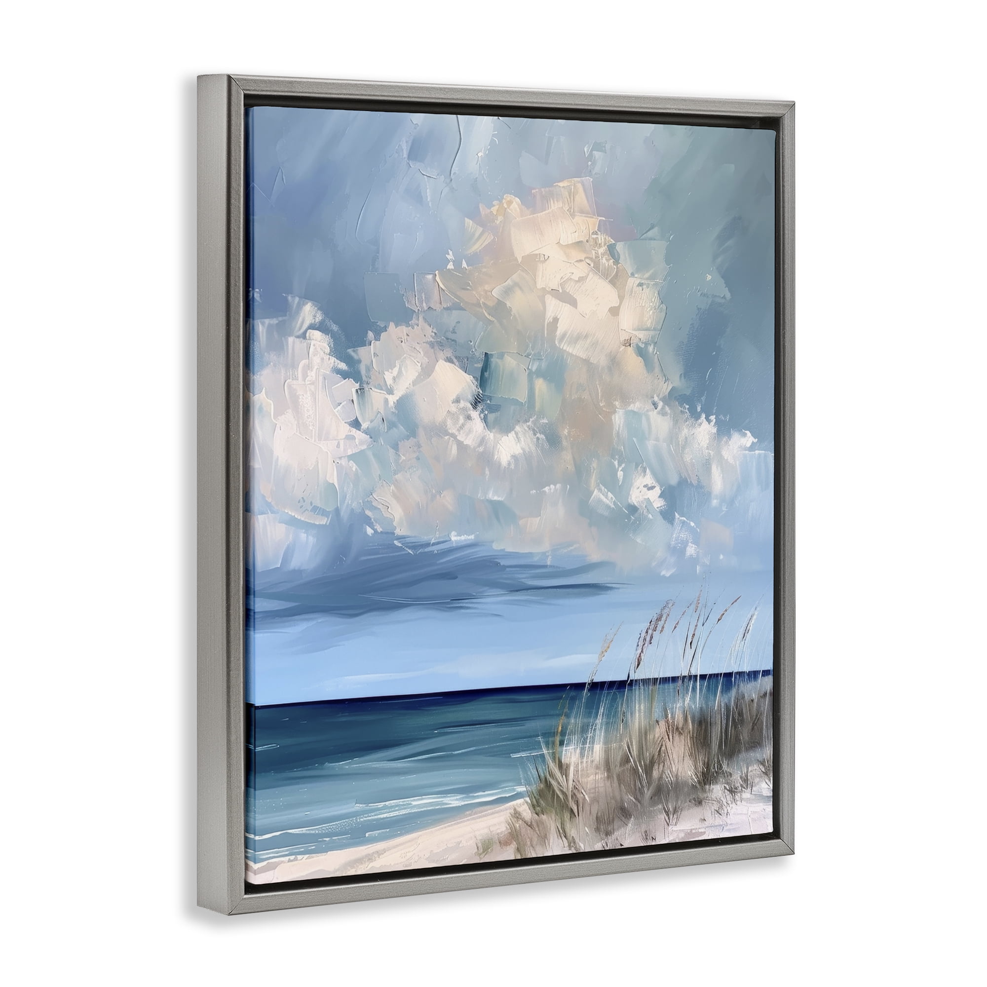 Stupell Industries A Storm Is Coming on Beach Gray Framed Floater Canvas Wall Art, design by Petal Prints Design