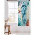 thumbnail image 3 of Sheer Curtains 72 Inches Long, Sea Seahorse Coastal Semi Sheer Curtains Light Filtering Window Treatment, Nautical Summer Coral Ocean Vintage Privacy Voile Drapes for Living Room Bedroom 52x72 Inch, 3 of 7