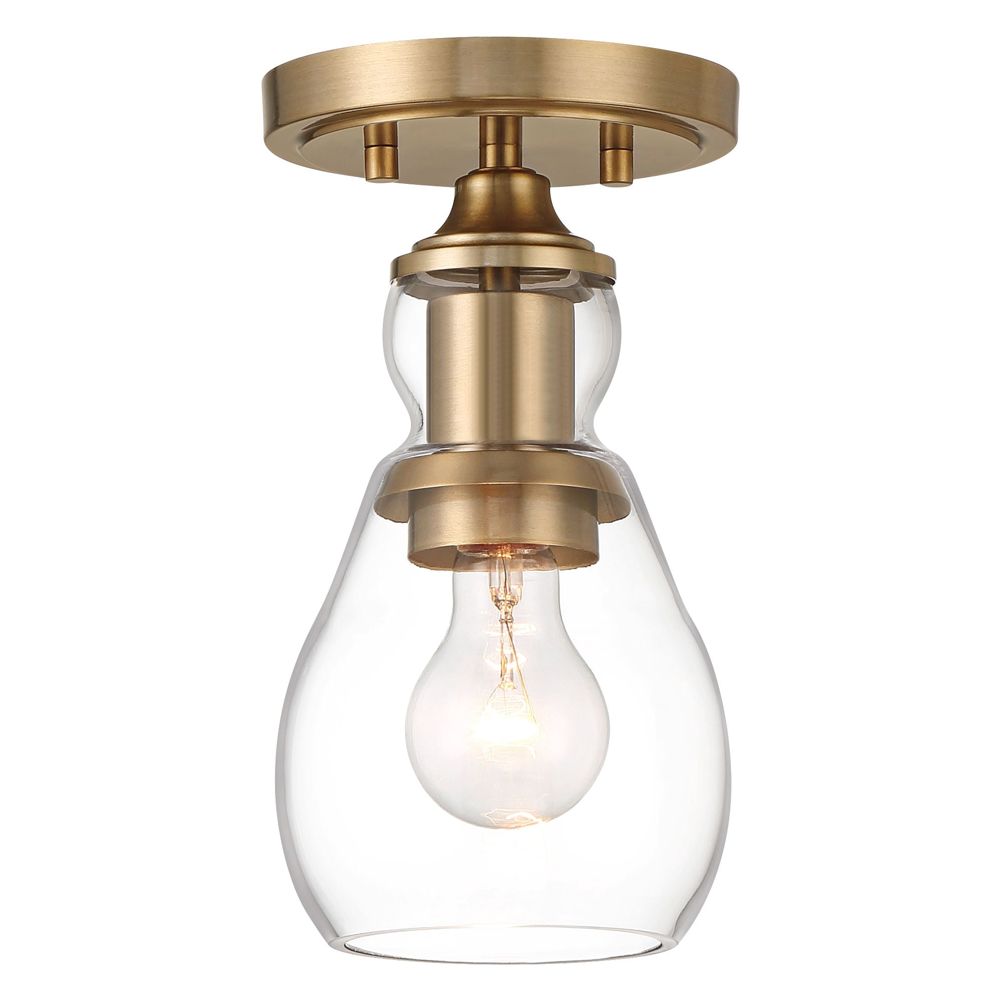 Possini Euro Design Nagano Warm Brass Mini Pendant Light 5 1/2" Wide Modern Clear Glass Fixture for Dining Room Kitchen Island