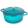 thumbnail image 1 of Olla holandesa de hierro fundido con tapa – Cacerola esmaltada antiadherente apta para horno – Batería de cocina holandesa resistente – Verde azulado, 7.3 cuartos, 30 cm – de Nuovva, 1 of 5