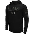 thumbnail image 2 of Men's Colosseum Black Miami Hurricanes OHT Military Appreciation Hoodie Long Sleeve T-Shirt, 2 of 4
