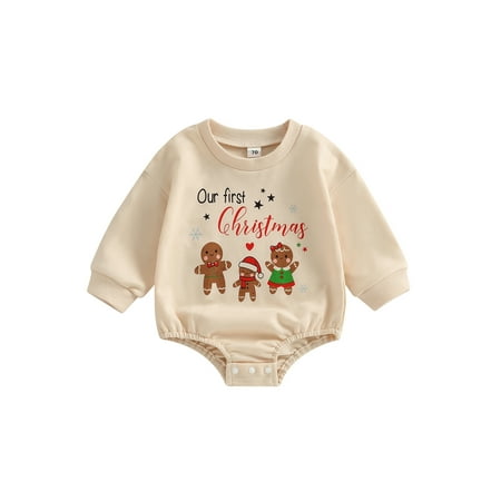 

Baby Christmas Clothes Baby Boy Girl Sweatshirt Romper Santa Baby Romper Tops Fall Winter Outfits