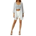 thumbnail image 2 of Inevnen Women's Summer Sheer Cardigans 3/4 Sleeve Chiffon Kimonos Solid Open Front Cover Up, 2 of 8